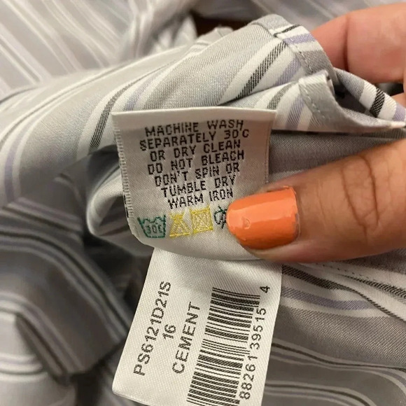 Bugatchi Men’s Button Down Cement Stripe - Picture 4 of 6